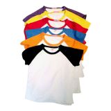 Camiseta raglán de algodón para hombre con manga colorida para impresión personalizada de transferencia de calor para hombres