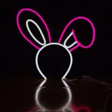 LED Neon Headband PINK Rabbit, Size 25x14cm
